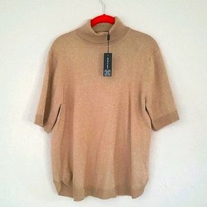 Gold metallic pullover sweater